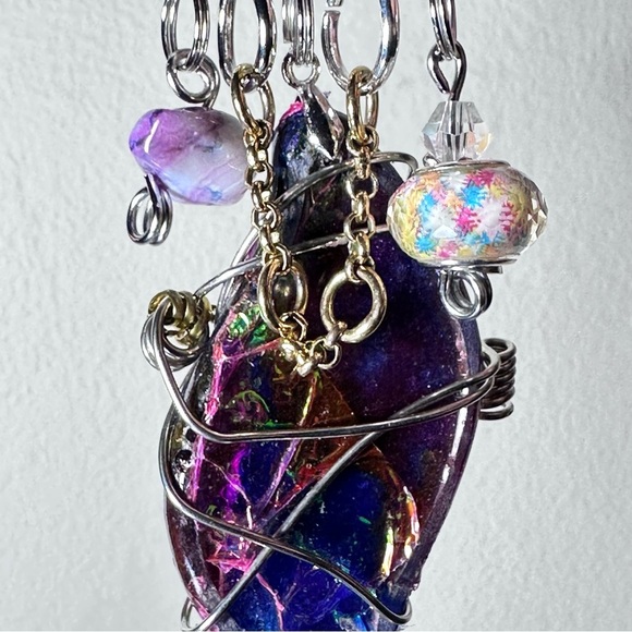 Collage Brooch Artisan Multicolor Wire-Wrapped Pin handmade - Picture 13 of 15